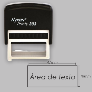 Carimbo Automático Nykon 303 Plástico  1/0 Automático modelo Nykon 303 ou SIMILAR  Área da Escrita 47x18mm